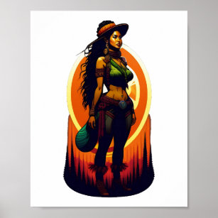 Beautiful girl in a steampunk costume poster