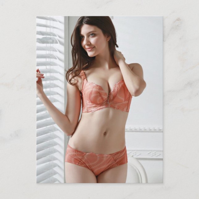 Beautiful girl in lingerie photo postcard (Front)