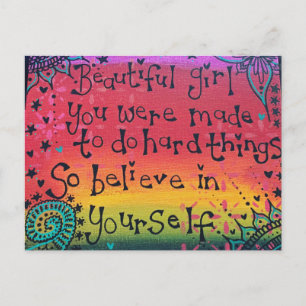 Beautiful girl inspiration postcard