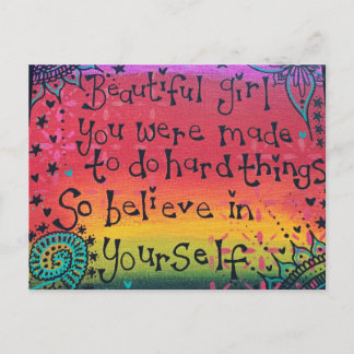 Beautiful girl inspiration postcard