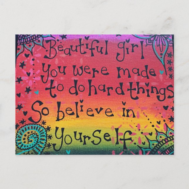 Beautiful girl inspiration postcard (Front)