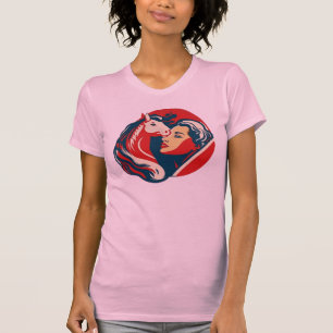 Beautiful girl kissing her pony horse T-Shirt