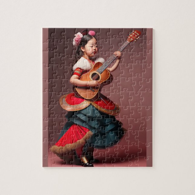 Beautiful Girl Playing Guitar Jigsaw Puzzle (Vertical)