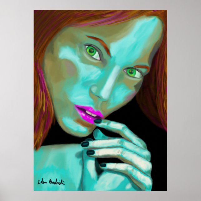 Beautiful Girl Portrait with Fluorescent Colours Poster (Front)