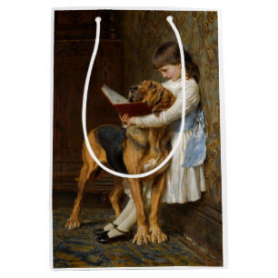 Beautiful Girl Reading to her Dog gift bag