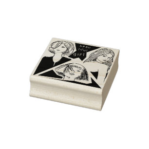 beautiful girl rubber stamp
