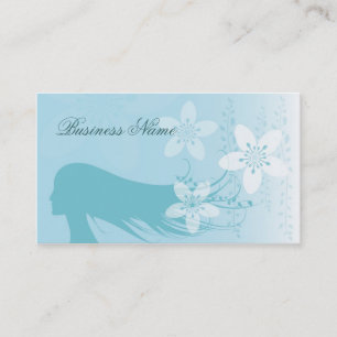 Beautiful Girl Silhouette Blue Business Card