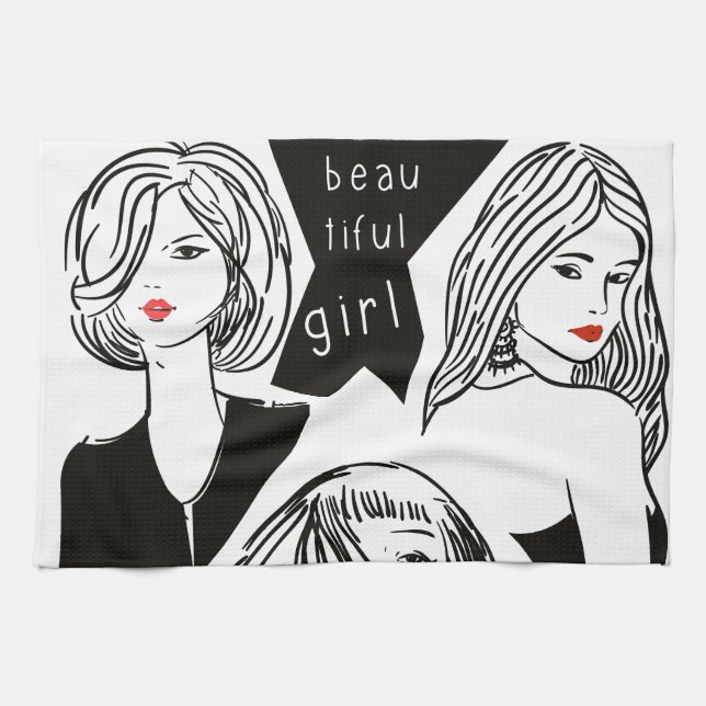 beautiful girl tea towel (Horizontal)