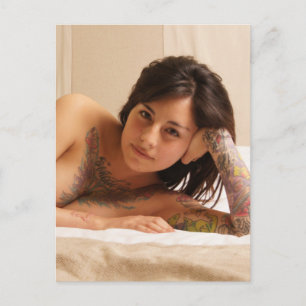 Beautiful girl with tattoos photo postcard