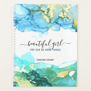 Beautiful Girl You Can Do Hard Things   Monogram Planner