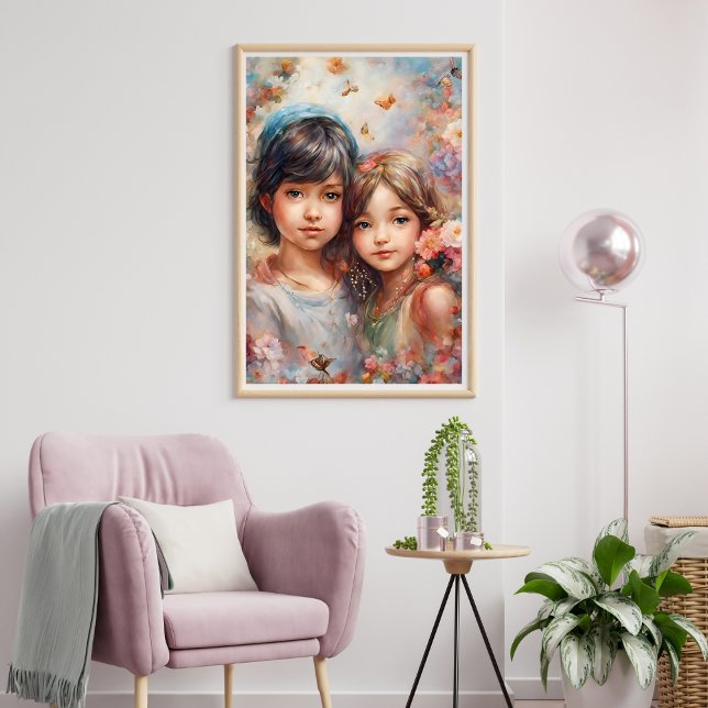 Beautiful Girls with Flowers Poster  (Beautiful Girls with Flowers Poster)