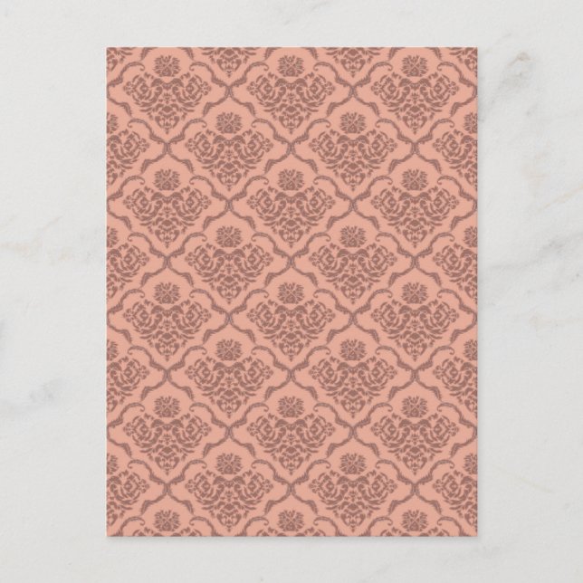 Beautiful girly elegant vintage damask pattern postcard (Front)