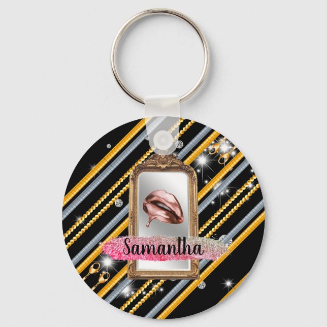 Beautiful Girly Gift Elegant Chic Custom Key Ring (Front)