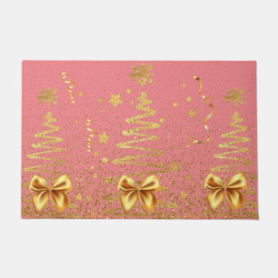 Beautiful girly glam gold trees cute modern pink doormat