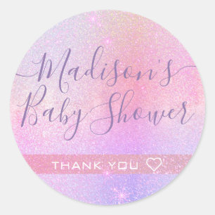 Beautiful Girly Glitter Baby Shower Thank You Tags