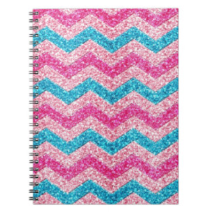 Beautiful girly trendy glitter shining zigzag notebook