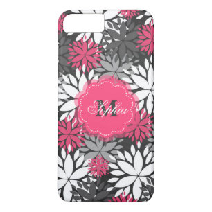 Beautiful girly trendy monogram floral pattern iPhone 8 plus/7 plus case