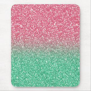 Beautiful girly trendy pink green  faux glitter mouse mat