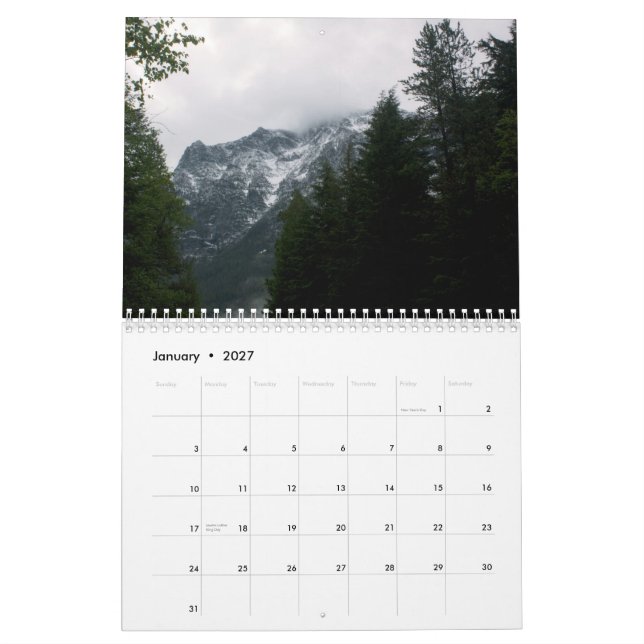 Beautiful Glacier National Park Calendar (Jan 2027)