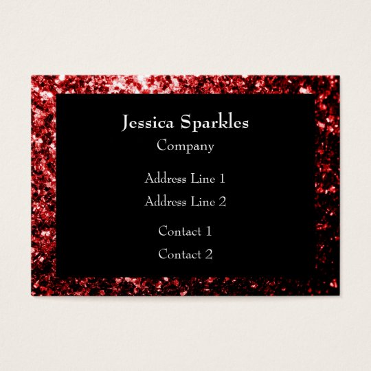 Beautiful Glamour Red Glitter sparkles Frame Black Business Card