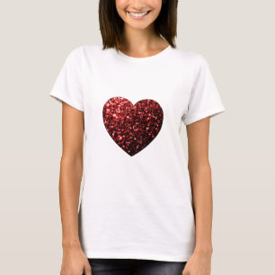 Beautiful Glamour Red Glitter sparkles Heart T-Shirt