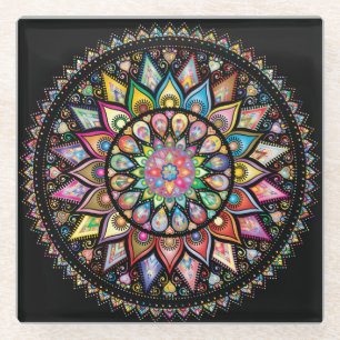 Beautiful Glass Coaster. Mandala design. Coaster