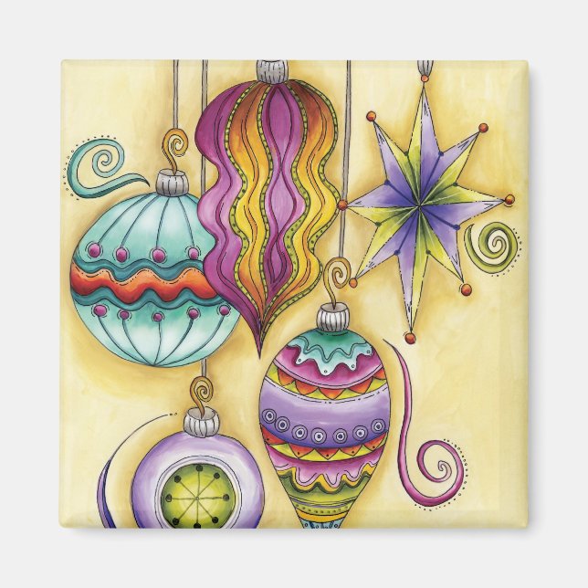 Beautiful Glass Colorful Christmas Ornaments Magnet (Front)