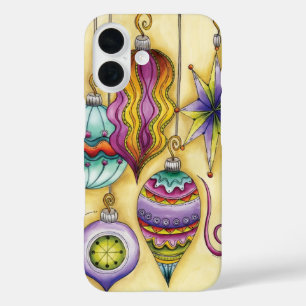 Beautiful Glass Colourful Christmas Ornaments iPhone 16 Case