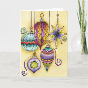 Beautiful Glass Colourful Christmas Ornaments Holiday Card