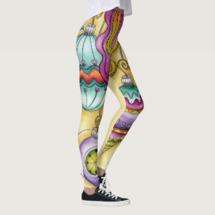 Beautiful Glass Colourful Christmas Ornaments Leggings