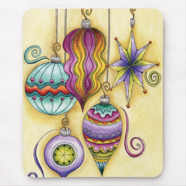 Beautiful Glass Colourful Christmas Ornaments Mouse Mat (Front)