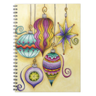 Beautiful Glass Colourful Christmas Ornaments Notebook