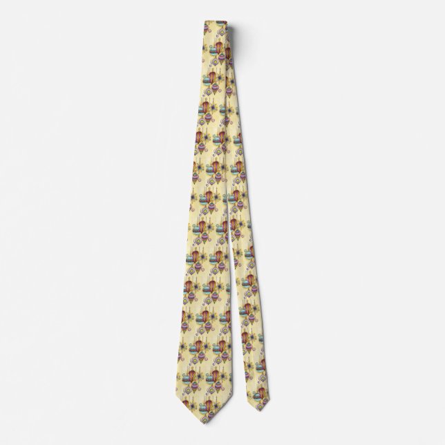 Beautiful Glass Colourful Christmas Ornaments Tie (Front)