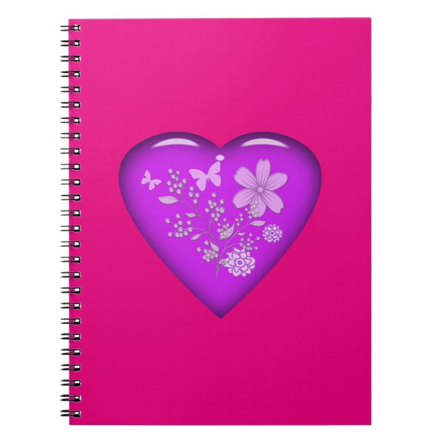 Beautiful Glass Floral Heart Notebook (Front)