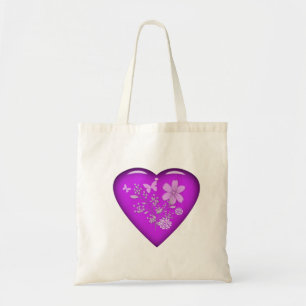 Beautiful Glass Floral Heart Tote Bag