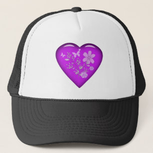 Beautiful Glass Floral Heart Trucker Hat