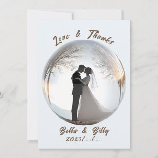 Beautiful Glass Globe Wedding Thank You Card