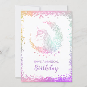 Beautiful Glitter Magical Unicorn Birthday Card