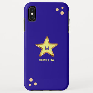Beautiful Glittering Golden Star on Blue iPhone XS Max Case