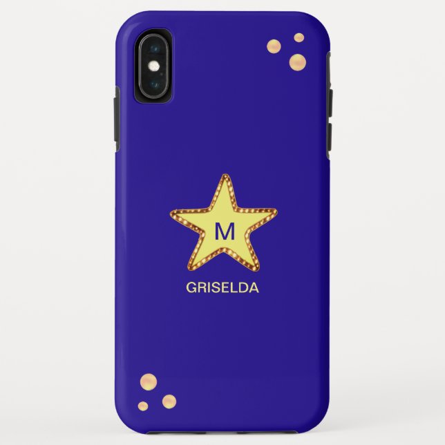 Beautiful Glittering Golden Star on Blue Case-Mate iPhone Case (Back)