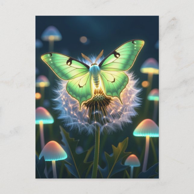 Beautiful Glowing Luna Moth Postcard (Front)