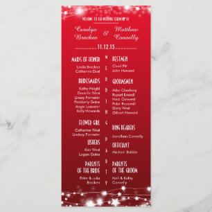Beautiful Glowing Stars Red Wedding Program Programme
