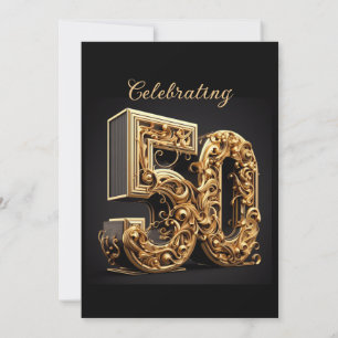 BEAUTIFUL GOLD 50TH WEDDING ANNIVERSARY INVITATION
