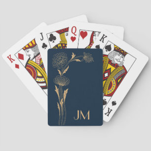Beautiful gold Art Deco flowers Playing Cards
