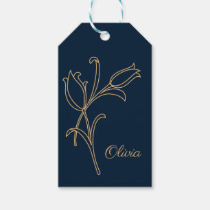 Beautiful gold Art Deco tulips Gift Tags