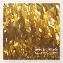 Beautiful Gold Beveled Crystal Glass Coaster