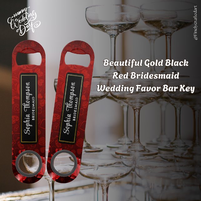 Beautiful Gold Black Red Bridesmaid Wedding Favour (Creator Uploaded)