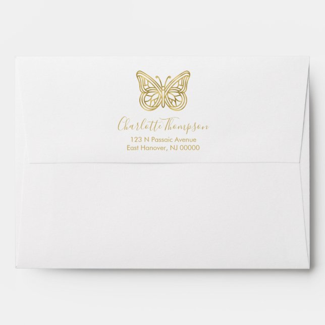 Beautiful Gold Butterfly Envelope (Back (Top Flap))