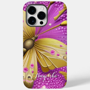 Beautiful Gold Butterfly Watercolor Personalised Case-Mate iPhone 14 Pro Max Case