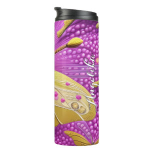 Beautiful Gold Butterfly Watercolor Personalised Thermal Tumbler